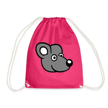 Maus Mäuschen Süße Kleine Ratte Nager Lustig Comic - Turnbeutel - Fuchsia - Vorne