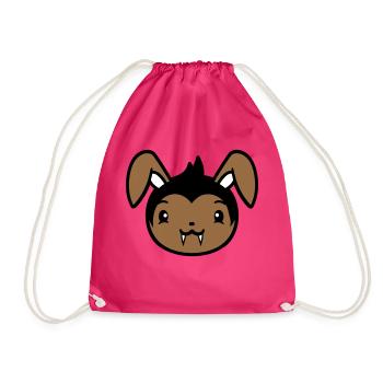 Bunny Vampire Sharp Long Teeth Halloween Costume - Drawstring Bag - fuchsia - Front