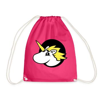 Unicorn Hole Page Funny Cute Comic Cartoon - Drawstring Bag - fuchsia - Front