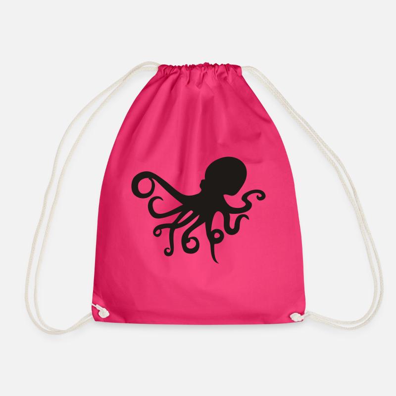 octopus - Drawstring Bag - fuchsia