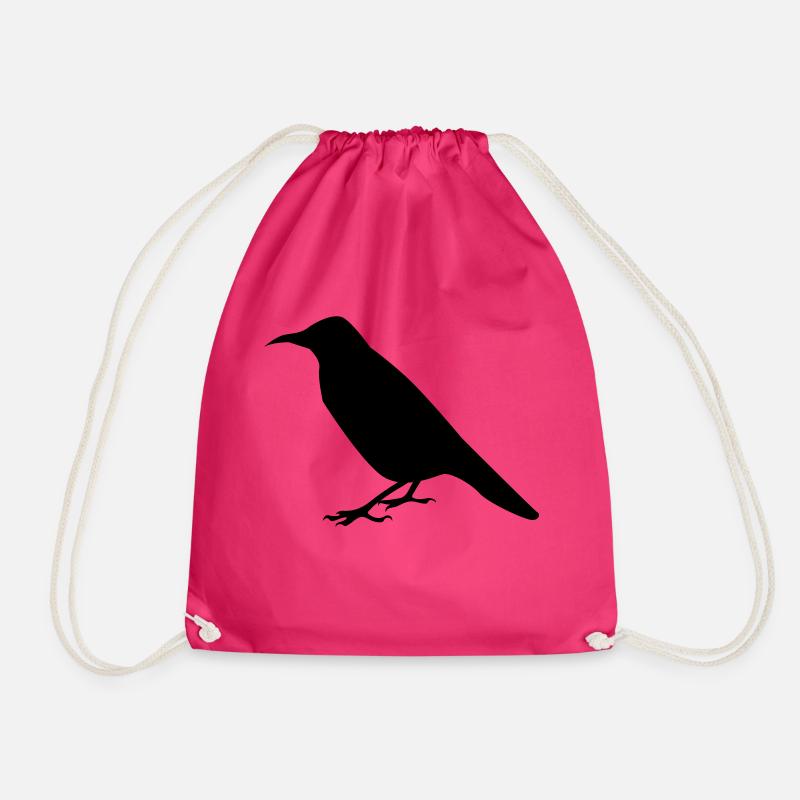raven crow - Drawstring Bag - fuchsia