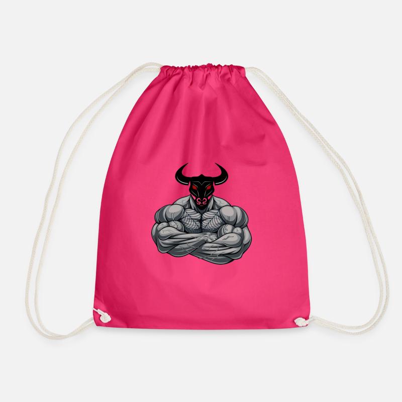 Bull Man - Taurus Man - Drawstring Bag - fuchsia