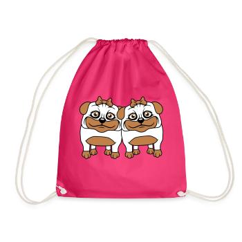 2 chiens carlin filles femmes petites amies équipe filles - Sac de sport léger - fuchsia - Devant