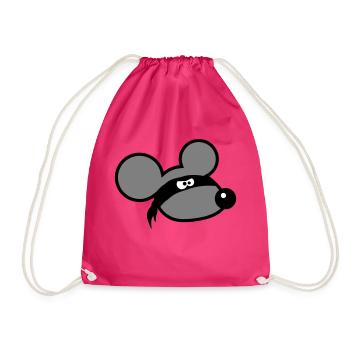 Mouse Evil Robber Ninja Raid Thief Cloth Eyes - Drawstring Bag - fuchsia - Front