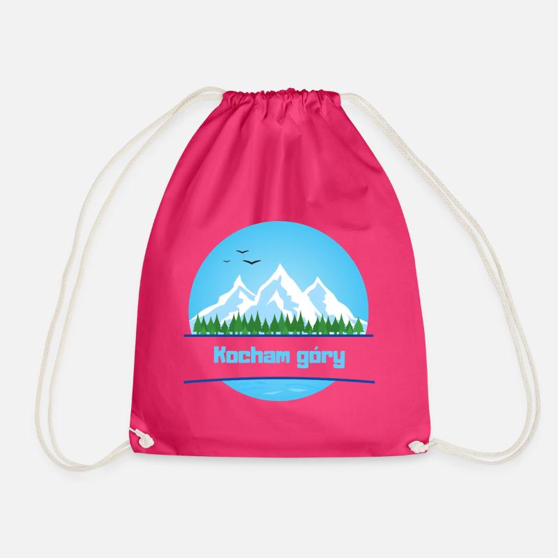 I love mountains - Drawstring Bag - fuchsia