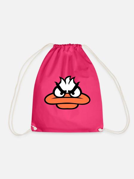 Ente guckt lustig böse wütend gemein sauer Blick - Turnbeutel - Fuchsia