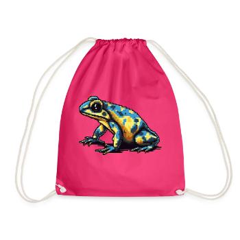 Farbenfroher Retro Pixel Pfeilgiftfrosch in 8 Bit - Turnbeutel - Fuchsia - Vorne