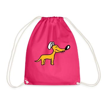 Dog Big Nose Cute Happy Pet Funny Cool - Drawstring Bag - fuchsia - Front