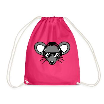 Mouse Sunglasses Cool Headphones Party Music Listening - Drawstring Bag - fuchsia - Front