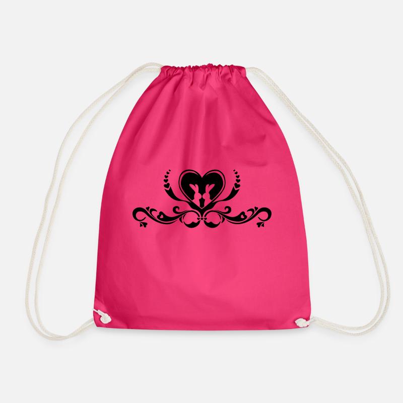 Hare rabbit bunny love romance heart Easter - Drawstring Bag - fuchsia