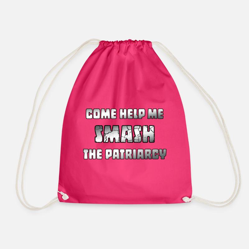 Smash the patriarchy - Drawstring Bag - fuchsia