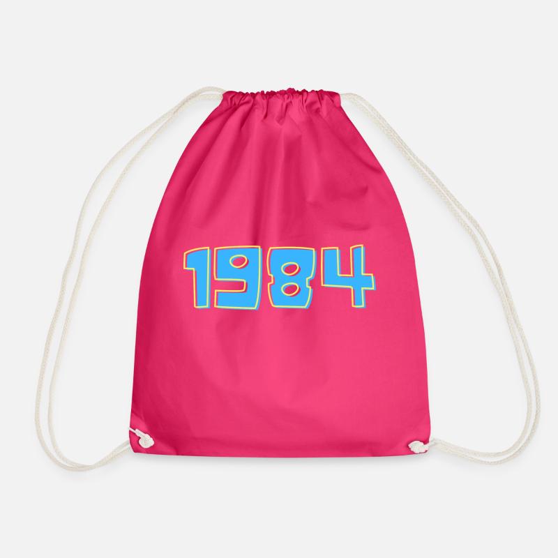1984 Blue and Yellow - Drawstring Bag - fuchsia