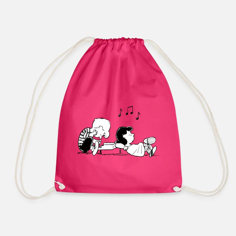 Peanuts Schroeder And Lucy - Drawstring Bag - fuchsia
