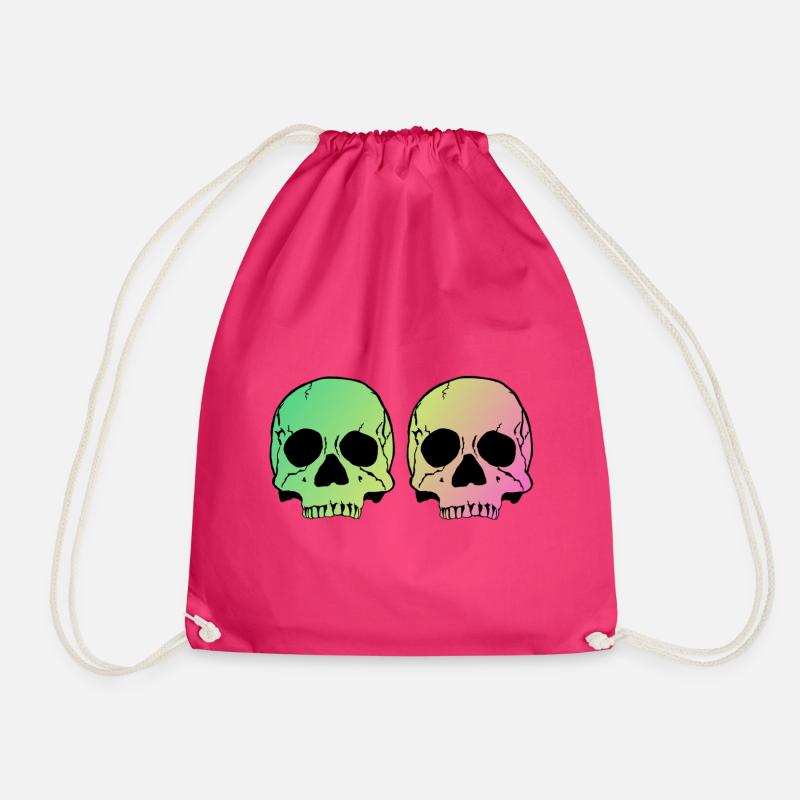 Two skulls - Turnbeutel - Fuchsia