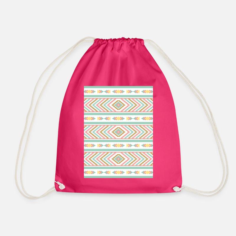 Stylish Boho Vibe Tribal Pastel Geometry - Drawstring Bag - fuchsia