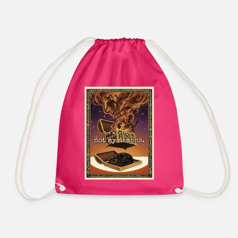 Not My Demons Cat - Drawstring Bag - fuchsia