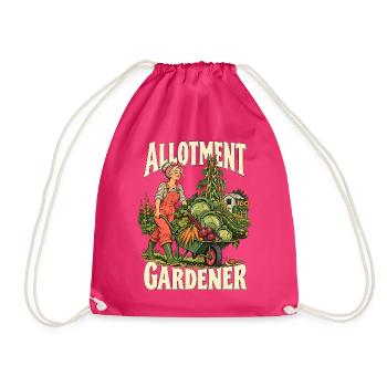 Ein Latzhosen mit einer Schubkarre voller Gemüse - Turnbeutel - Fuchsia - Vorne