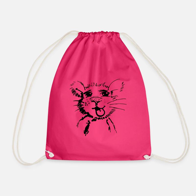 Drawing of funny little mouse - Drawstring Bag - fuchsia