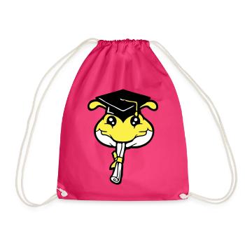 Caterpillar High School Graduation Passed College Worm - Drawstring Bag - fuchsia - Front