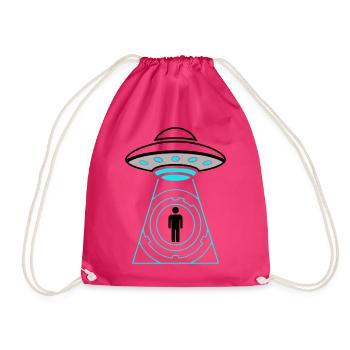 UFO Abduction Beam Me Up Vector - Drawstring Bag - fuchsia - Front