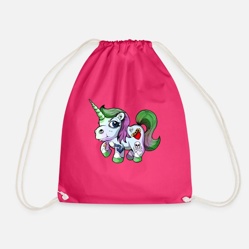 Unicorn tattoo - Drawstring Bag - fuchsia