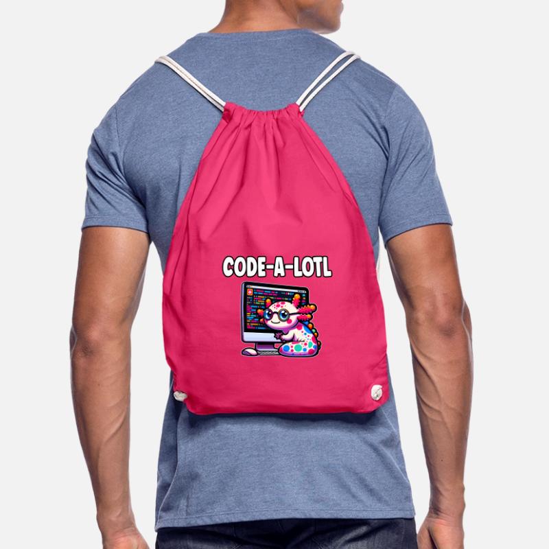 Funny Coding Axolotl Programming Gift Drawstring Bag