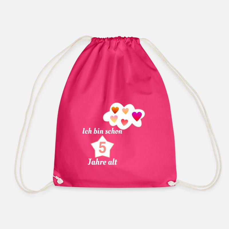 ich bin schon 5 Wolke Herzen - Turnbeutel - Fuchsia