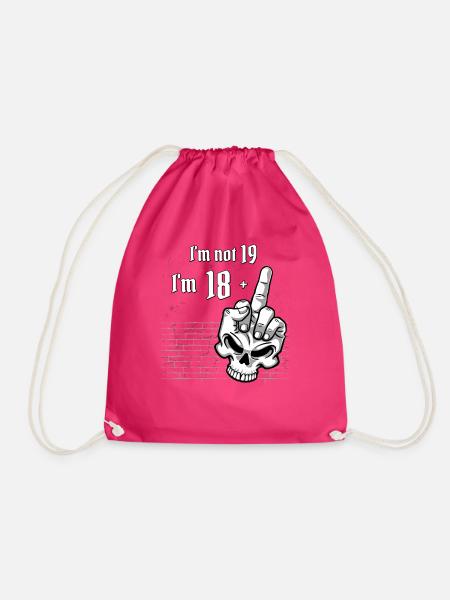 Ich bin nicht 19, ich bin 18 plus 1 Mittelfingerschädel - Turnbeutel - Fuchsia