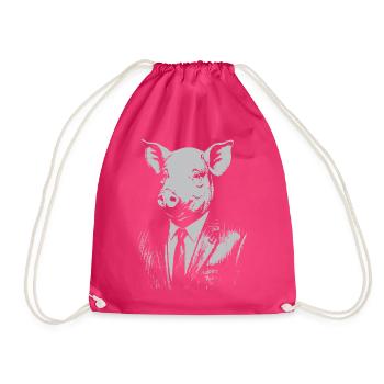 Elegantes Schwein im Anzug - Turnbeutel - Fuchsia - Vorne