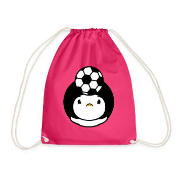 Duck Playing Soccer Header Ball Balancing Head - Drawstring Bag - fuchsia - Front