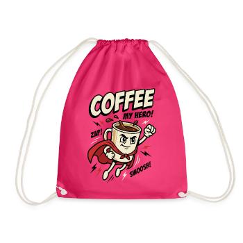 Kaffee-Superheld – Coffee My Hero - Turnbeutel - Fuchsia - Vorne