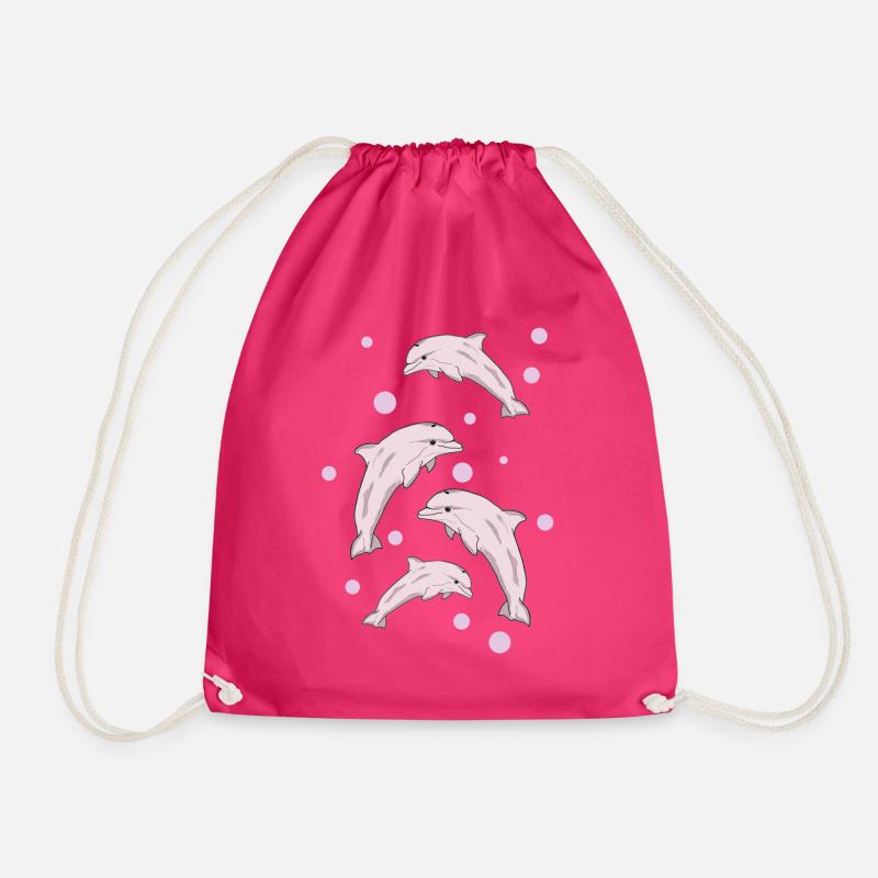 Vier Delphine, Meer - Turnbeutel - Fuchsia