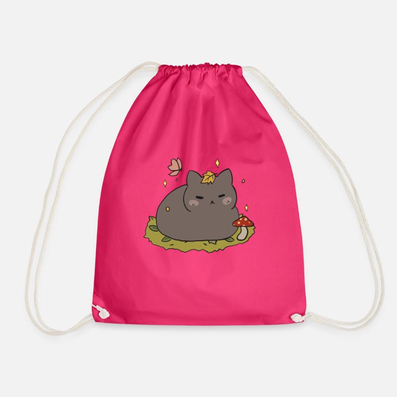 Autumn Cat - Drawstring Bag - fuchsia