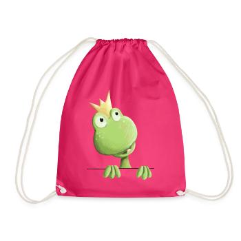 Süßer Froschkönig - Frosch Comic - Turnbeutel - Fuchsia - Vorne