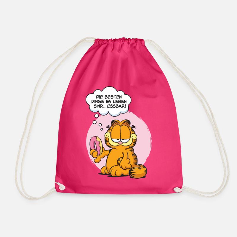 Garfield Die Besten Dinge Im Leben Sind Essbar - Drawstring Bag - fuchsia