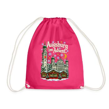 Augsburg im Advent Perlachturm - Turnbeutel - Fuchsia - Vorne