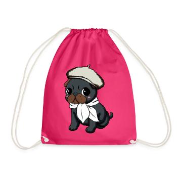 Black Pug Beret - Turnbeutel - Fuchsia - Vorne