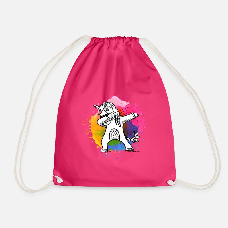 Dabbing Einhorn, Unicorn, Einhörner mit Farben - Turnbeutel - Fuchsia