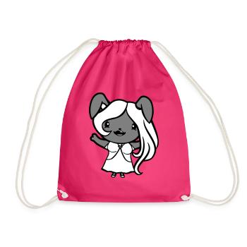 Bunny Girl Pretty Woman Bunny Waving Long Hair - Drawstring Bag - fuchsia - Front