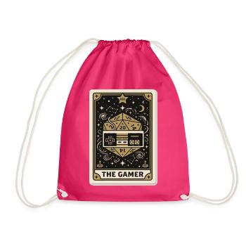 Gamer Tarot – Retro Controller & D20 - Turnbeutel - Fuchsia - Vorne