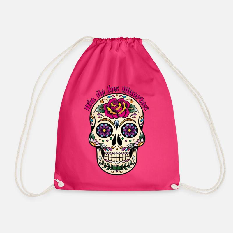 Dia de los Muertos dos - Drawstring Bag - fuchsia