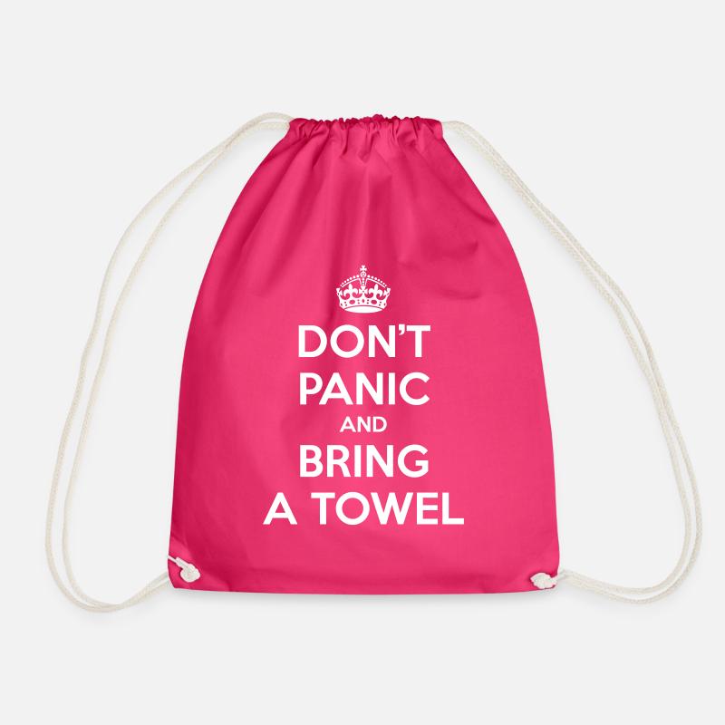 Don't panic and bring a towel (Keep Calm) - Turnbeutel - Fuchsia