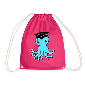 Oktopus Schulabschluss Abitur bestanden College - Turnbeutel - Fuchsia - Vorne