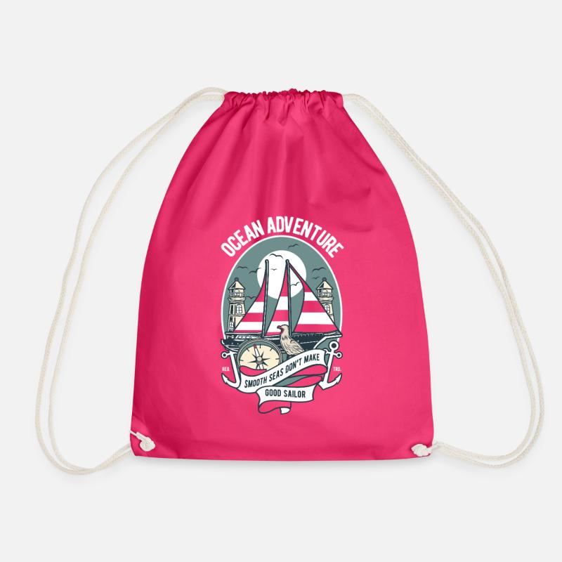 Nautisches Abenteuer: Segelboot & Leuchtturm - Turnbeutel - Fuchsia