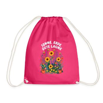 Sonne, Erde, gute Laune – Fröhliches Gärtner  - Turnbeutel - Fuchsia - Vorne