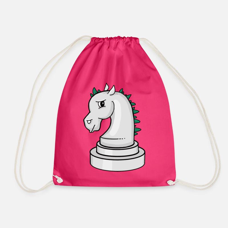 Schachfigur: genervtes Punk-Schachpferd - Turnbeutel - Fuchsia