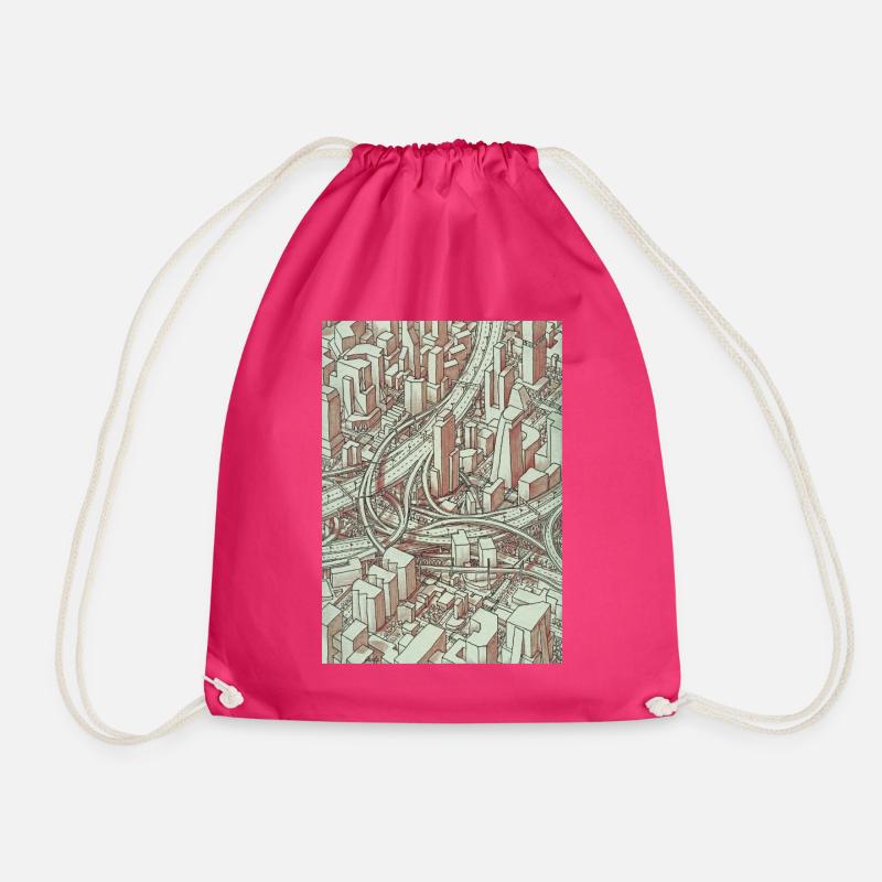 Wireframe Intersection - Turnbeutel - Fuchsia