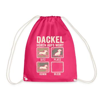 Dackel Hört Aufs Wort Sitz Platz Komm Bleib Hund - Turnbeutel - Fuchsia - Vorne