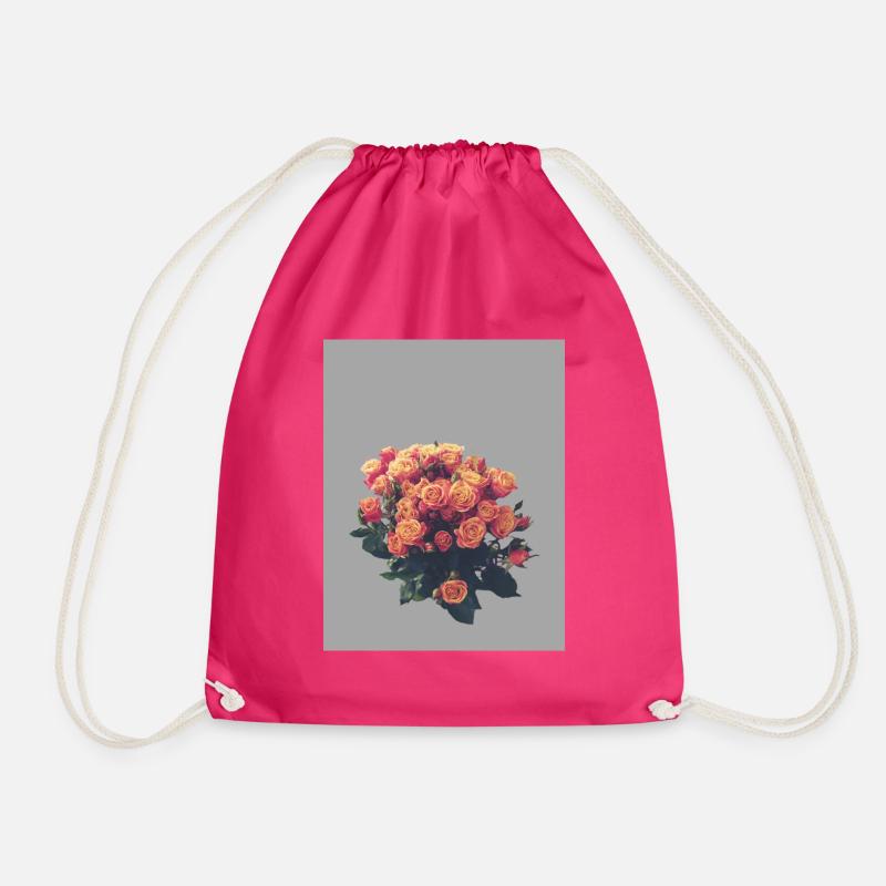 Radiant rose splendour in orange - Drawstring Bag - fuchsia
