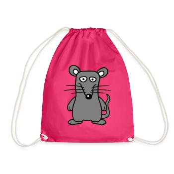 Maus Mäuschen Süße Kleine Ratte Nager Lustig Comic - Turnbeutel - Fuchsia - Vorne
